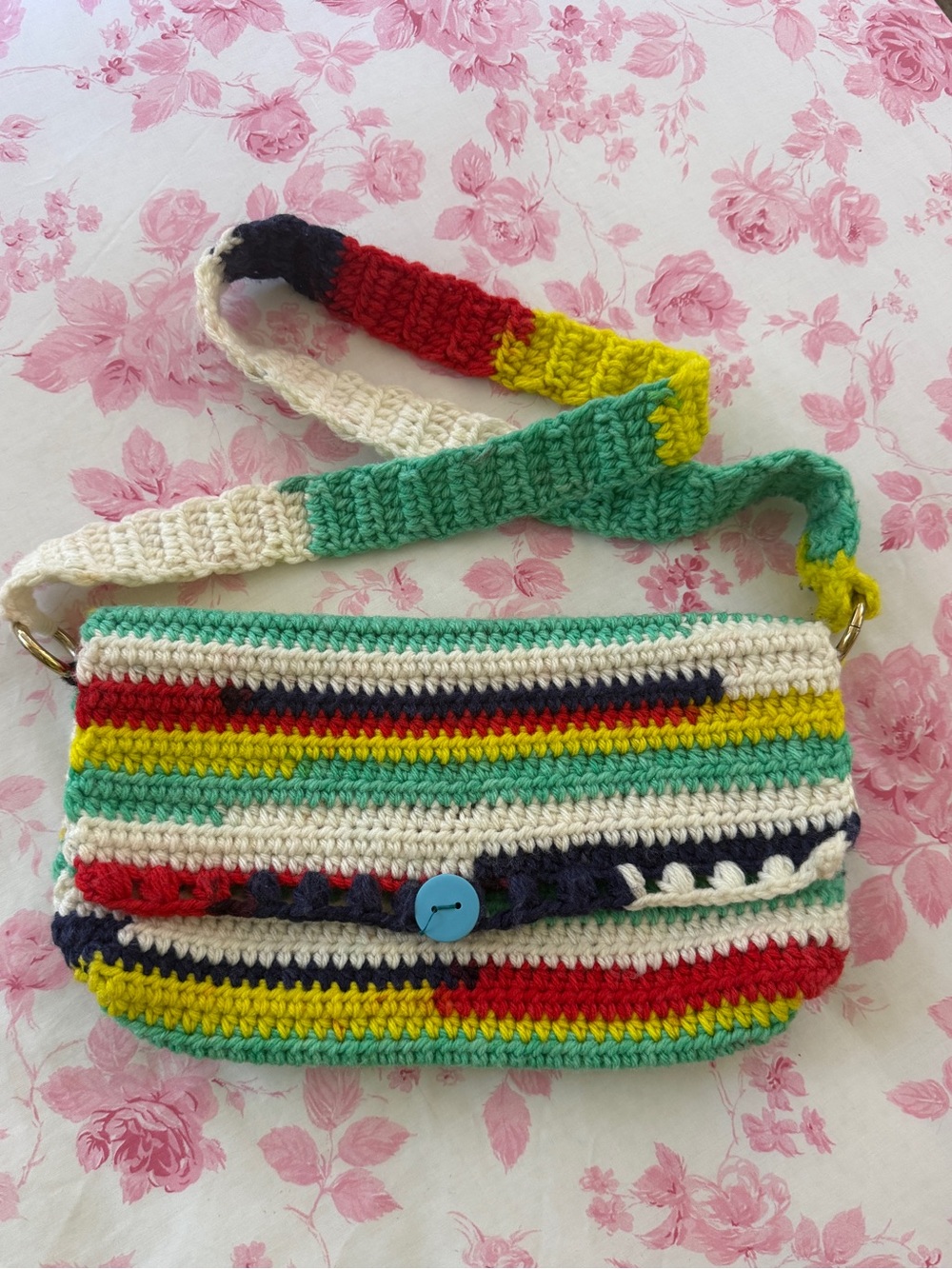 Handmade Crocheted Multicolor Shoulder Bag